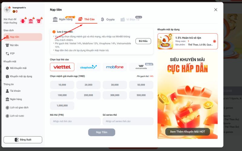 Các bước giao dịch tài chính Min88 thực hiện chỉ trong vài phút
